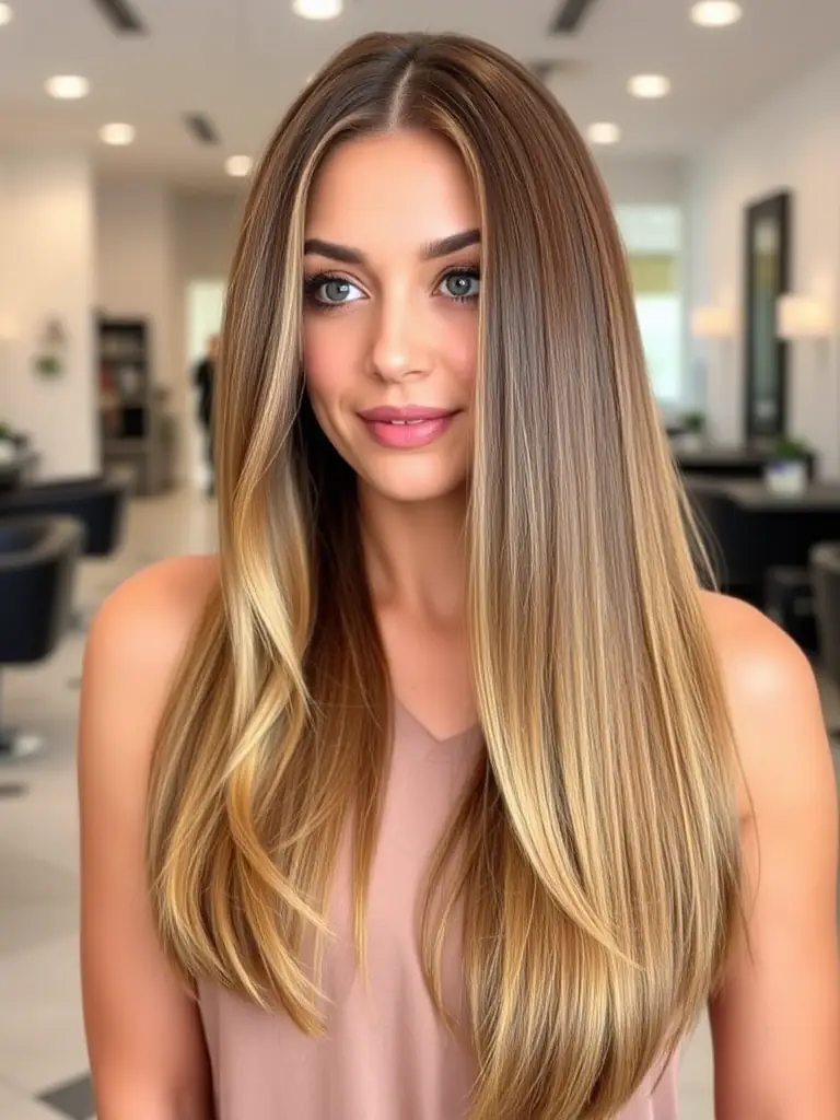 A stylist at Persona applying seamless tape extensions to a client's hair, demonstrating the natural look and easy application process.